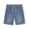 Short in felpa denim elasticizzato per ragazzo