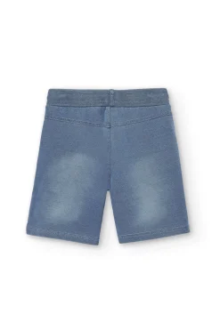 Short in felpa denim elasticizzato per ragazzo
