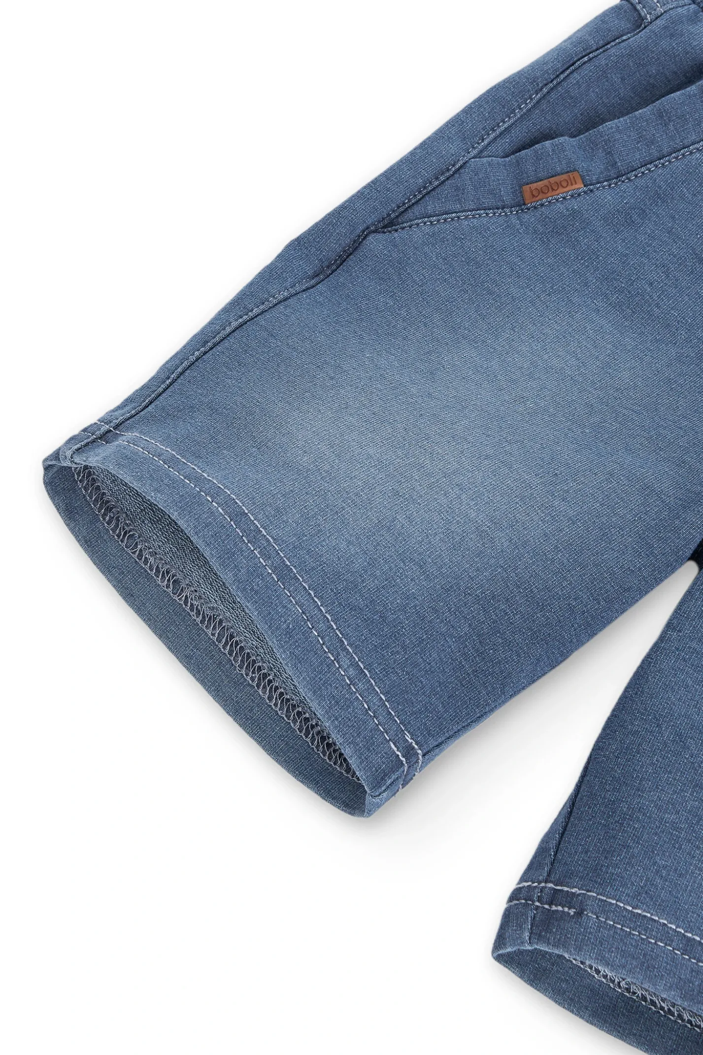 Short in felpa denim elasticizzato per ragazzo