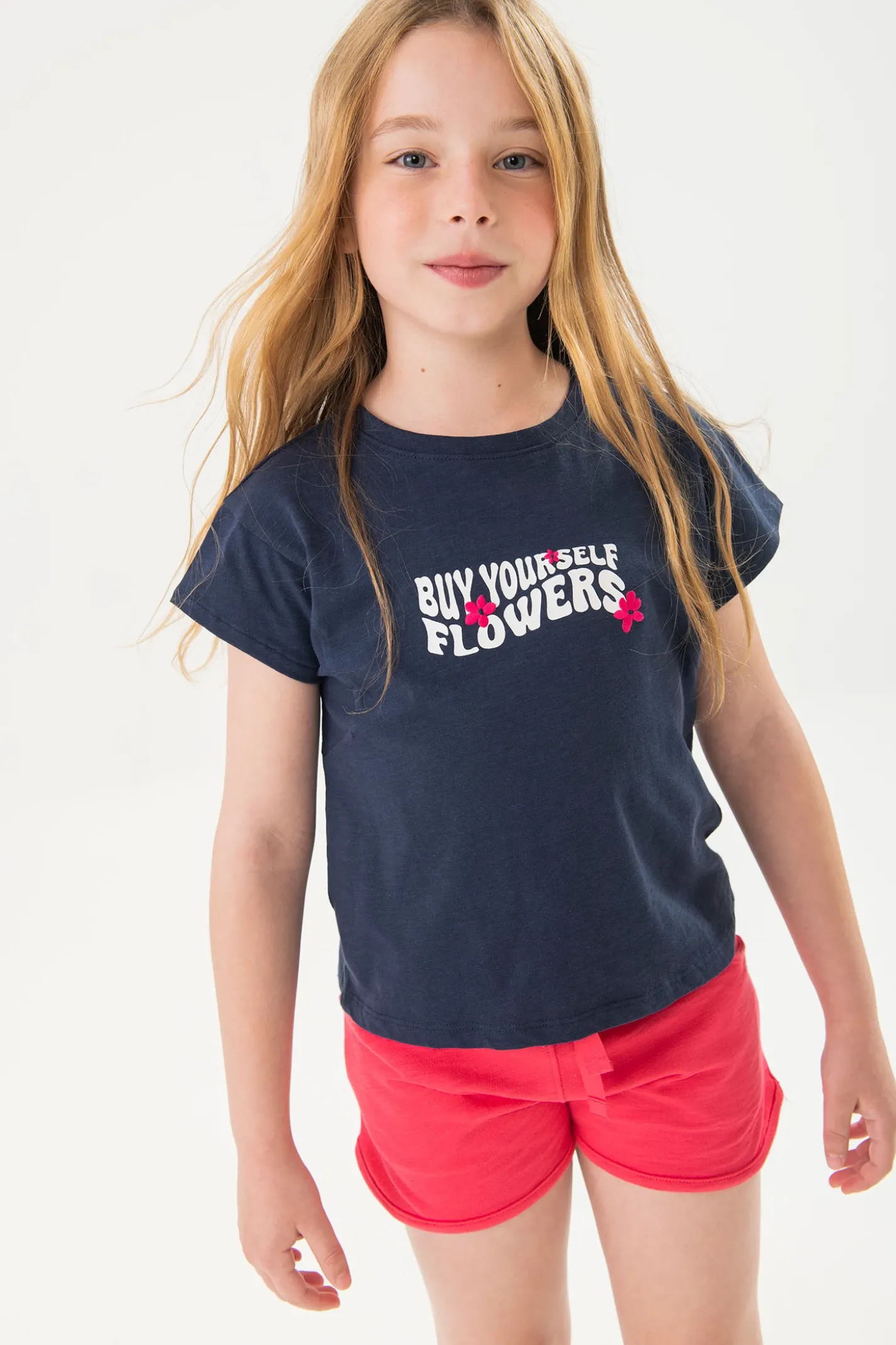 Short in felpa per bambina color fragola