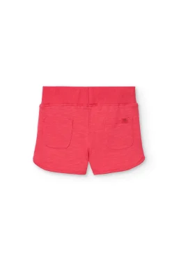 Short in felpa per bambina color fragola
