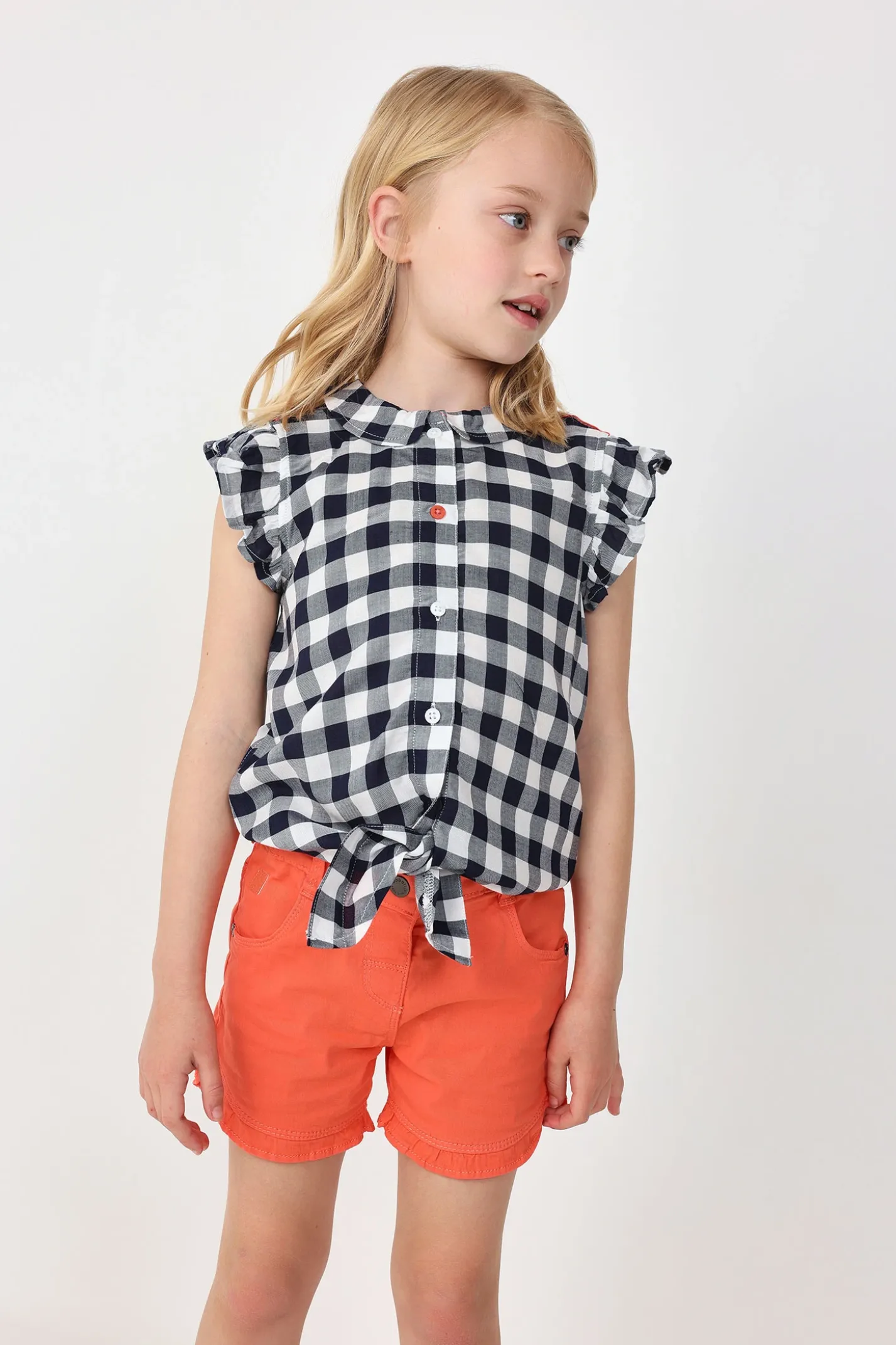 Short in maglia per bambina in colore rosso