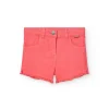 Short in twill elasticizzato per bambina in colore fragola