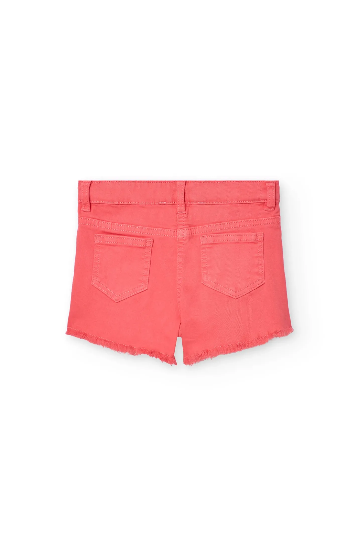 Short in twill elasticizzato per bambina in colore fragola