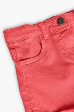Short in twill elasticizzato per bambina in colore fragola