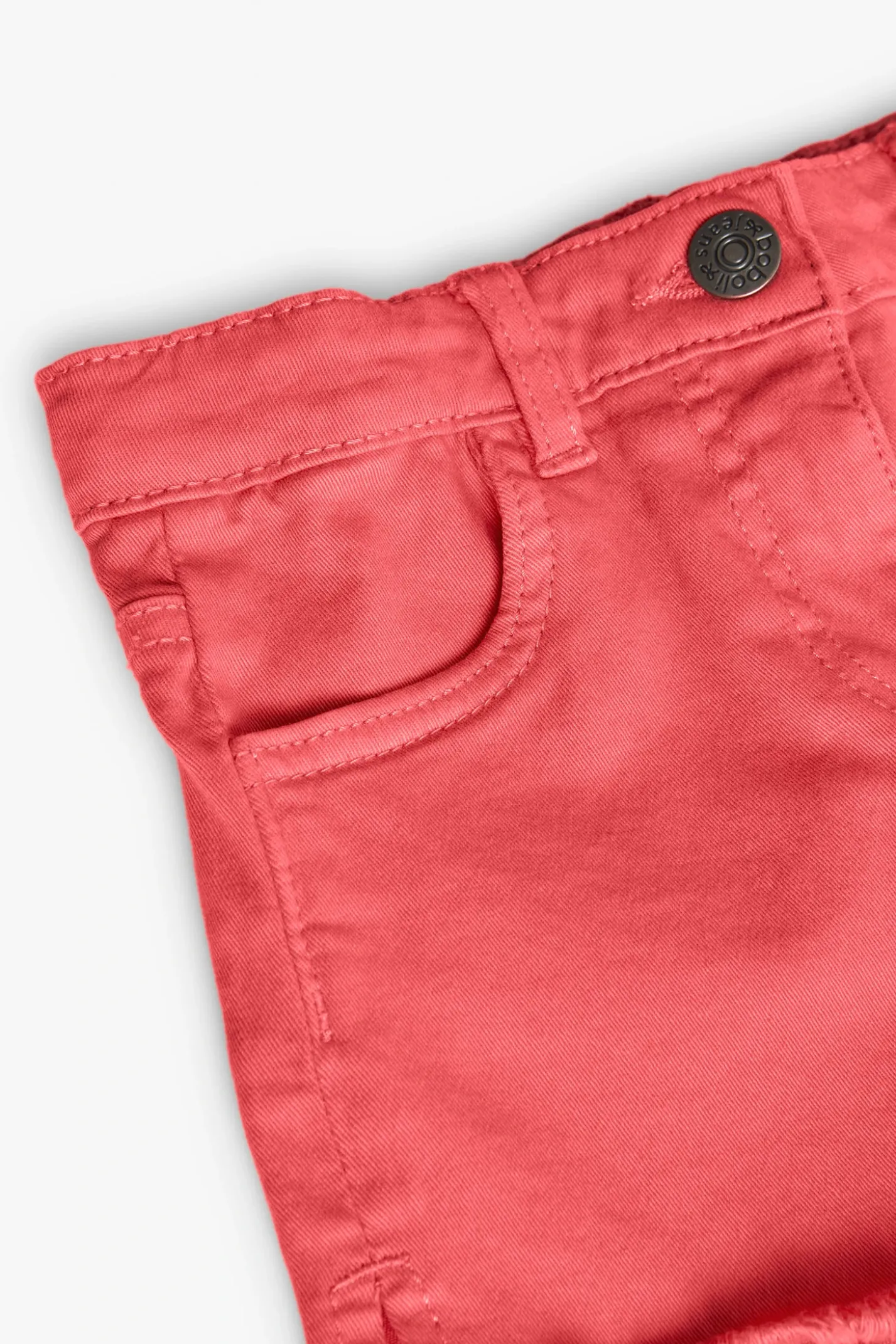 Short in twill elasticizzato per bambina in colore fragola