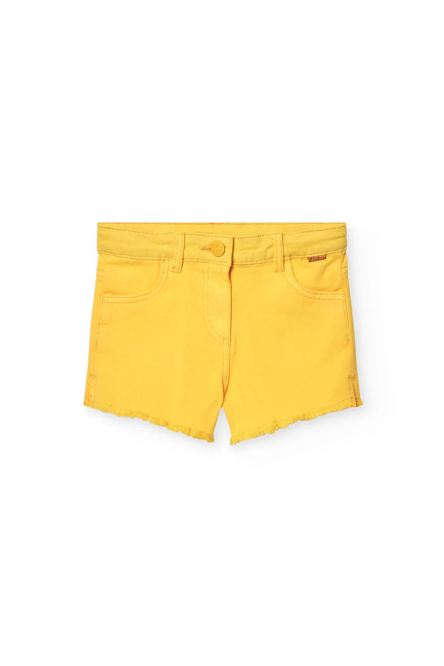 Shorts in tessuto twill elasticizzato per bambina in colore giallo