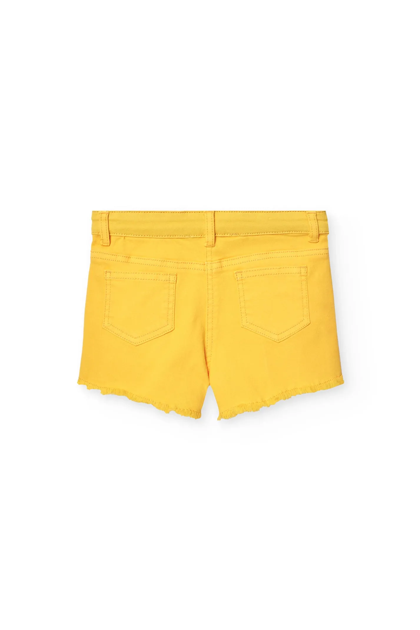 Shorts in tessuto twill elasticizzato per bambina in colore giallo