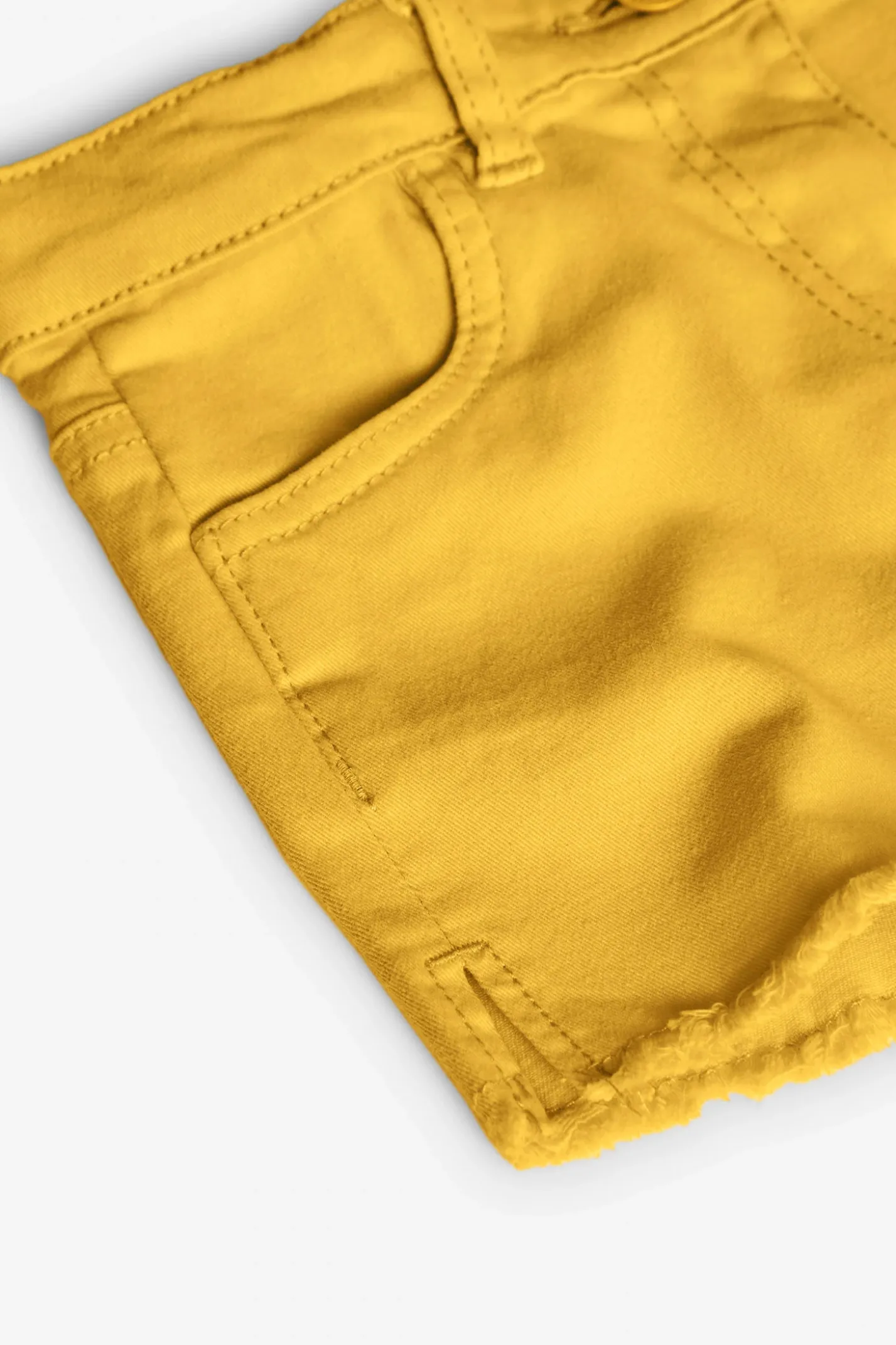 Shorts in tessuto twill elasticizzato per bambina in colore giallo