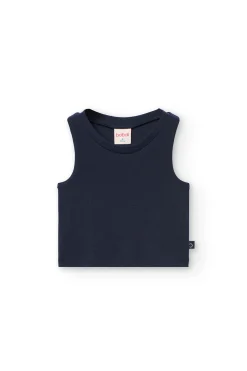 Top basic di maglia per bambina in colore blu navy.
