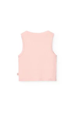 Top basic di maglia per bambina in colore rosa