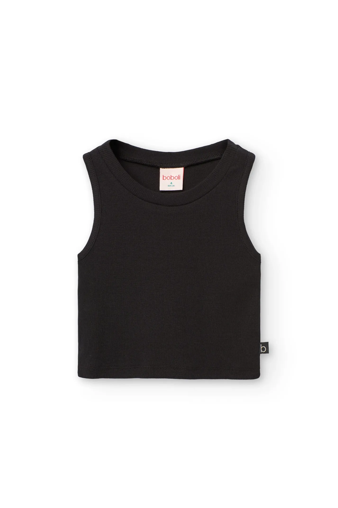 Top basic in maglia per bambina di colore nero