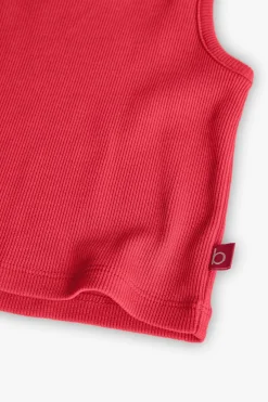 Top basic in maglia per bambina colore fragola