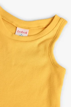 Top basicamente in maglia per bambina di colore giallo