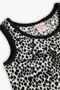 Top in crêpe per bambina con stampa in nero e bianco.