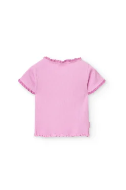 T-shirt basic di maglia per neonata in rosa