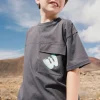 T-shirt in maglia per bambino in grigio con taschino