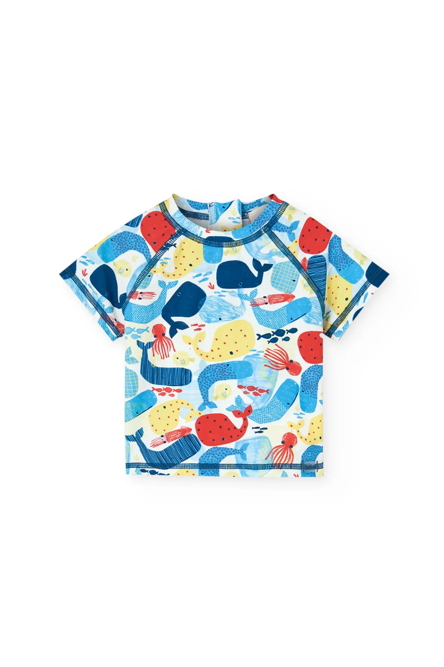 T-shirt in poliammide per bambino con stampe di animali marini