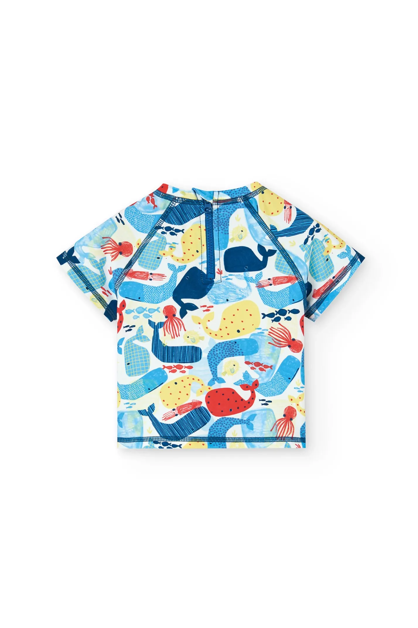 T-shirt in poliammide per bambino con stampe di animali marini