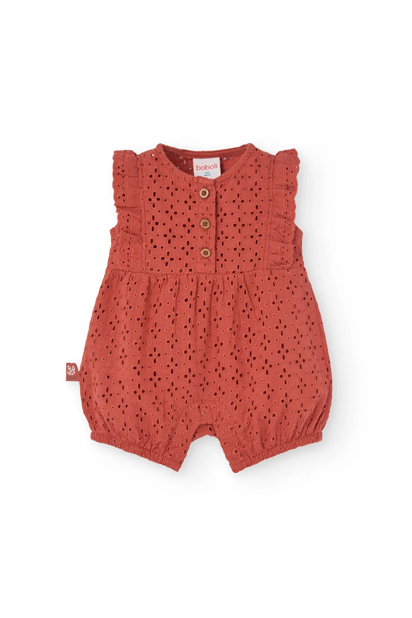 Tutina a maglia per bambina in colore arancione ricamata