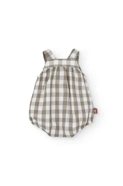 Tutina in maglia per bebé a quadri nei toni della terra.