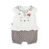 Tutina in maglia per neonata in bianco combinato