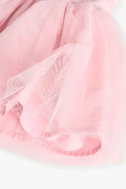Vestitino in batista per neonata di colore rosa ricamato.