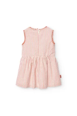 Vestitino in popeline per bambina a righe rosse e bianche