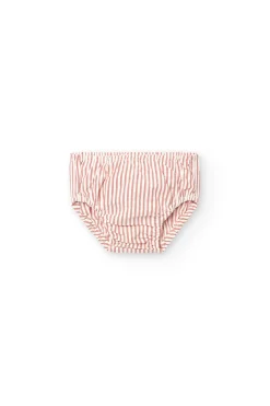Vestitino in popeline per bambina a righe rosse e bianche