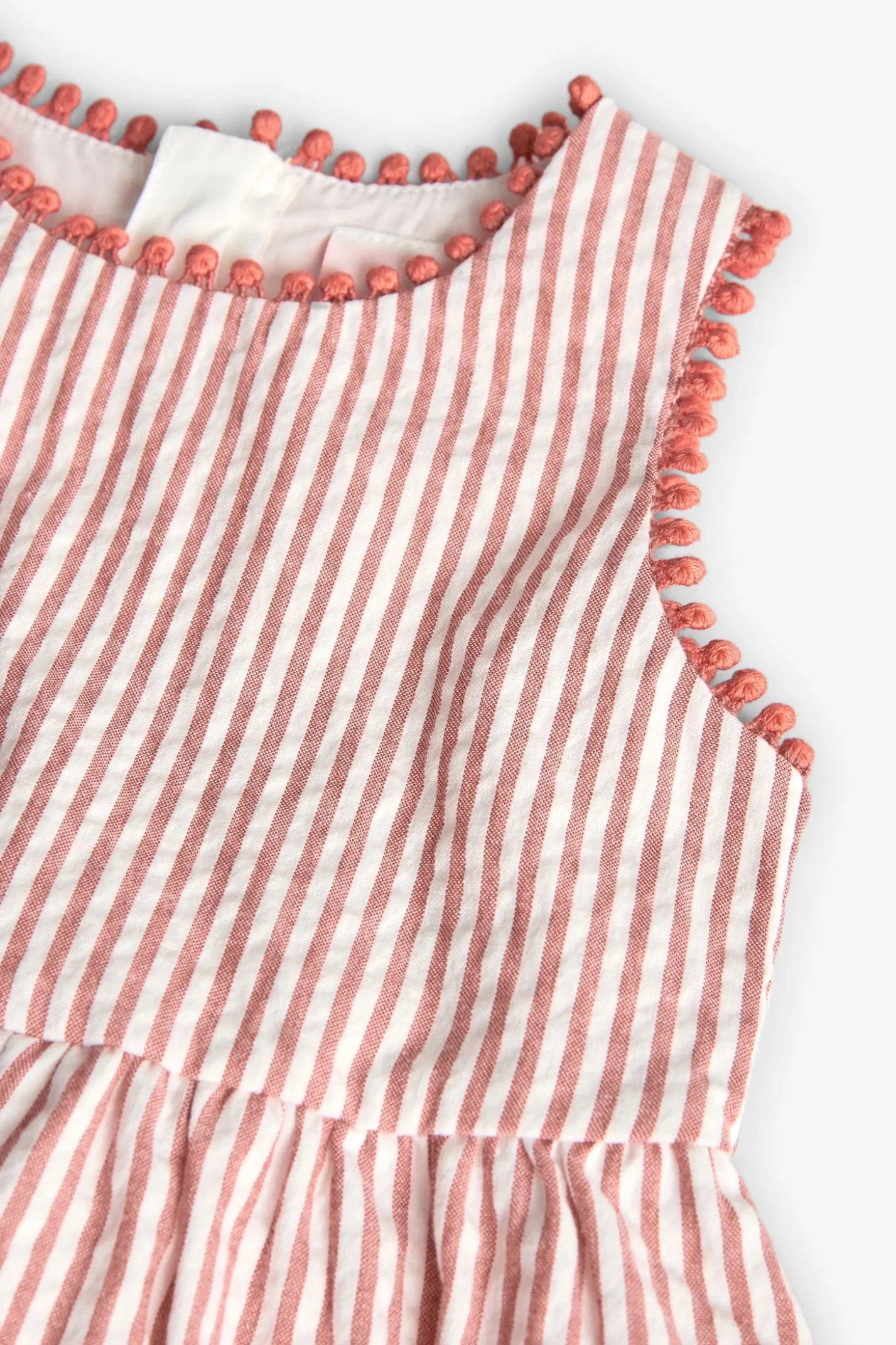 Vestitino in popeline per bambina a righe rosse e bianche