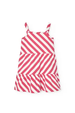 Vestito a maglia per bambina in colore rosso e bianco.