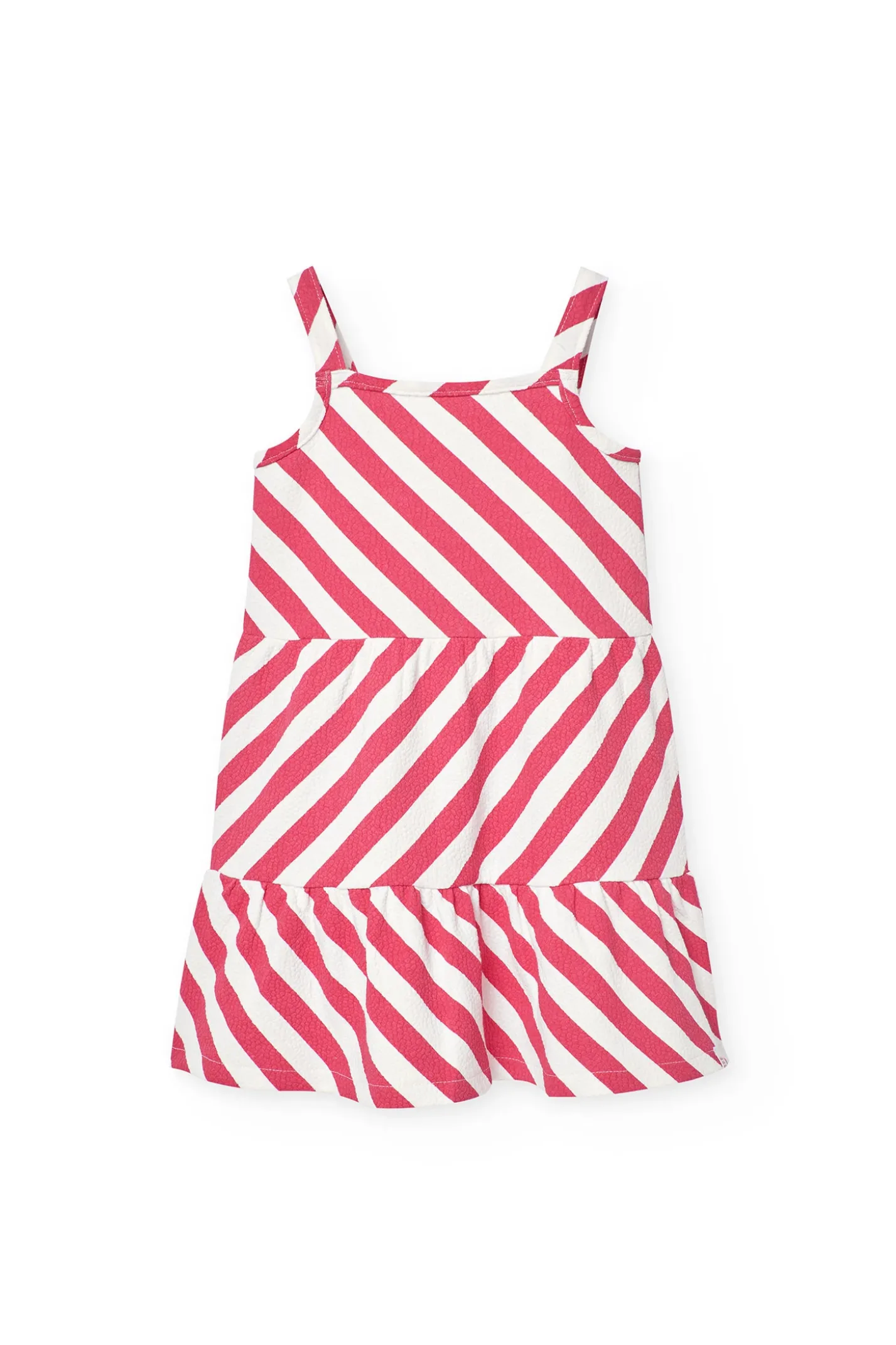 Vestito a maglia per bambina in colore rosso e bianco.