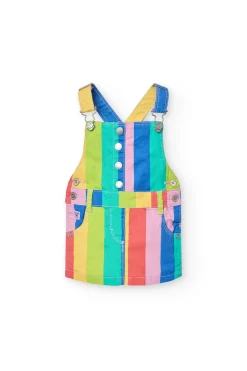 Vestito a maglia per neonata con stampa a righe in colori multicolori