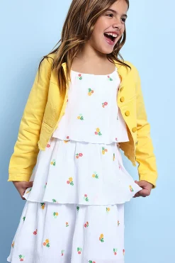Vestito di bambula per bambina con design floreale in colore bianco