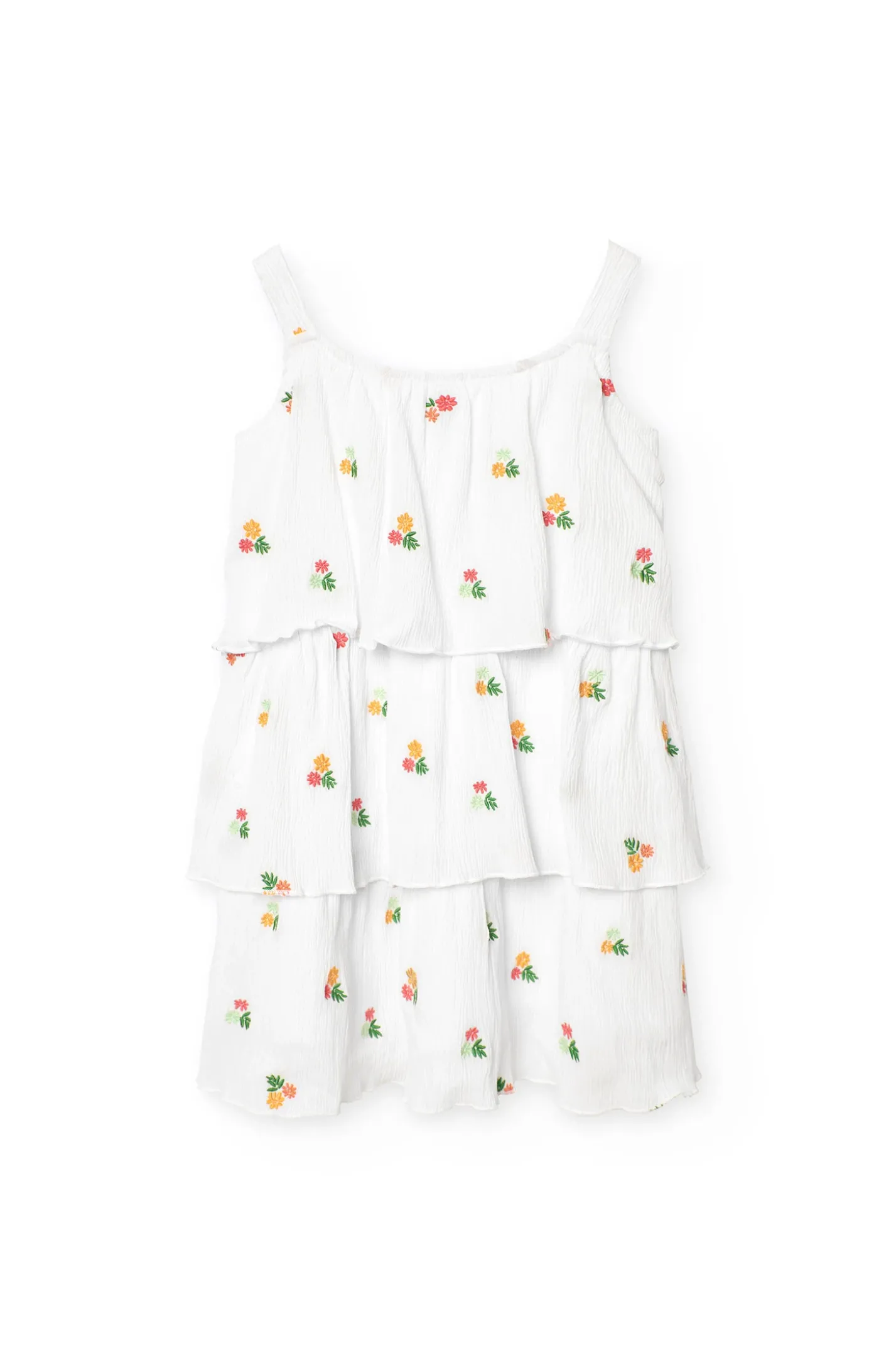 Vestito di bambula per bambina con design floreale in colore bianco