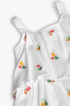 Vestito di bambula per bambina con design floreale in colore bianco