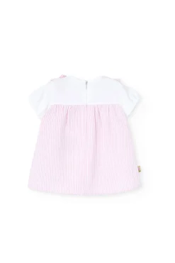 Vestito di popeline per neonata a righe rosa e bianco