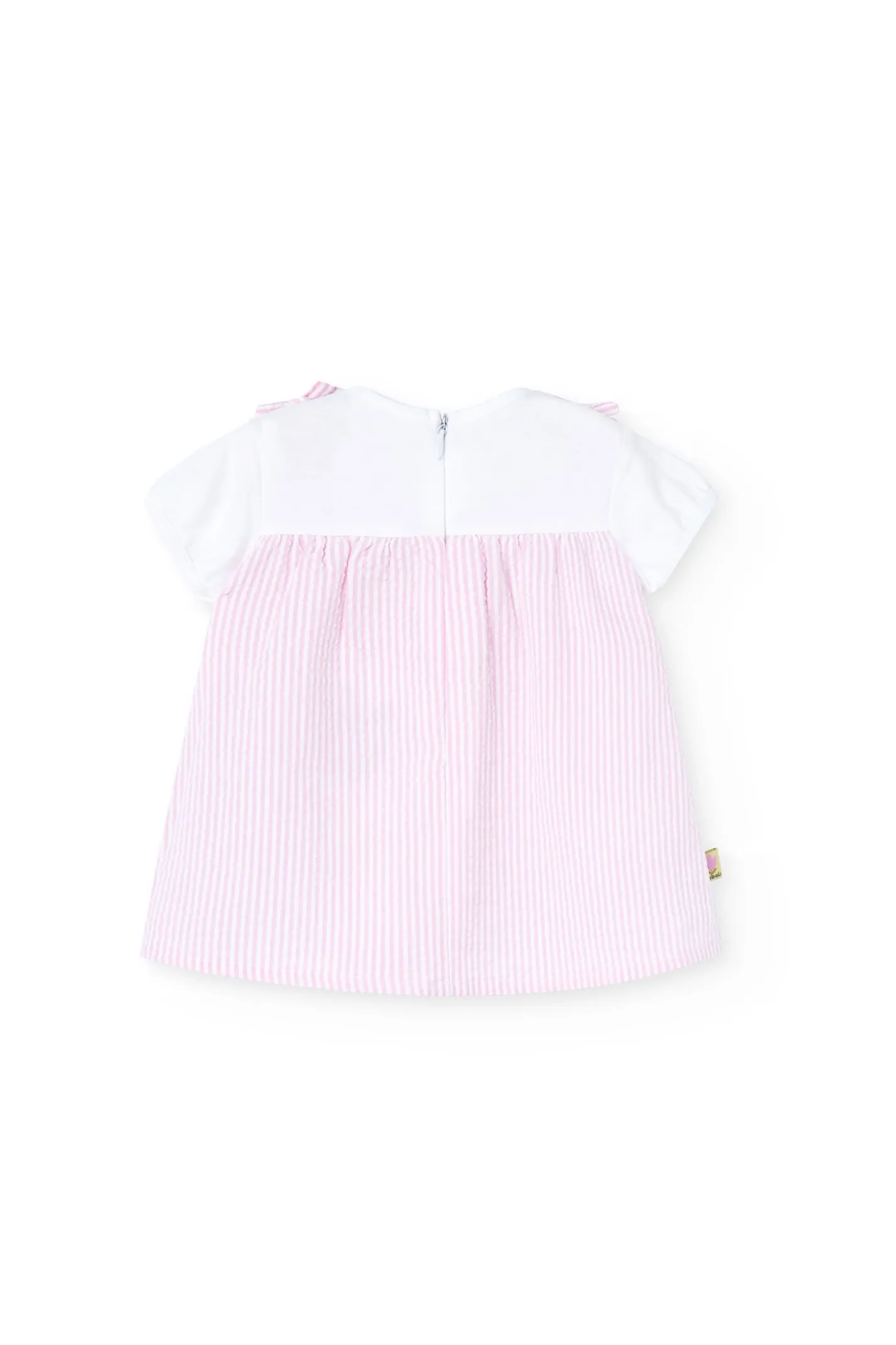 Vestito di popeline per neonata a righe rosa e bianco