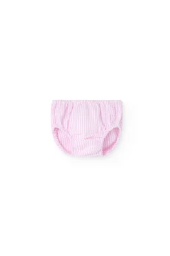 Vestito di popeline per neonata a righe rosa e bianco