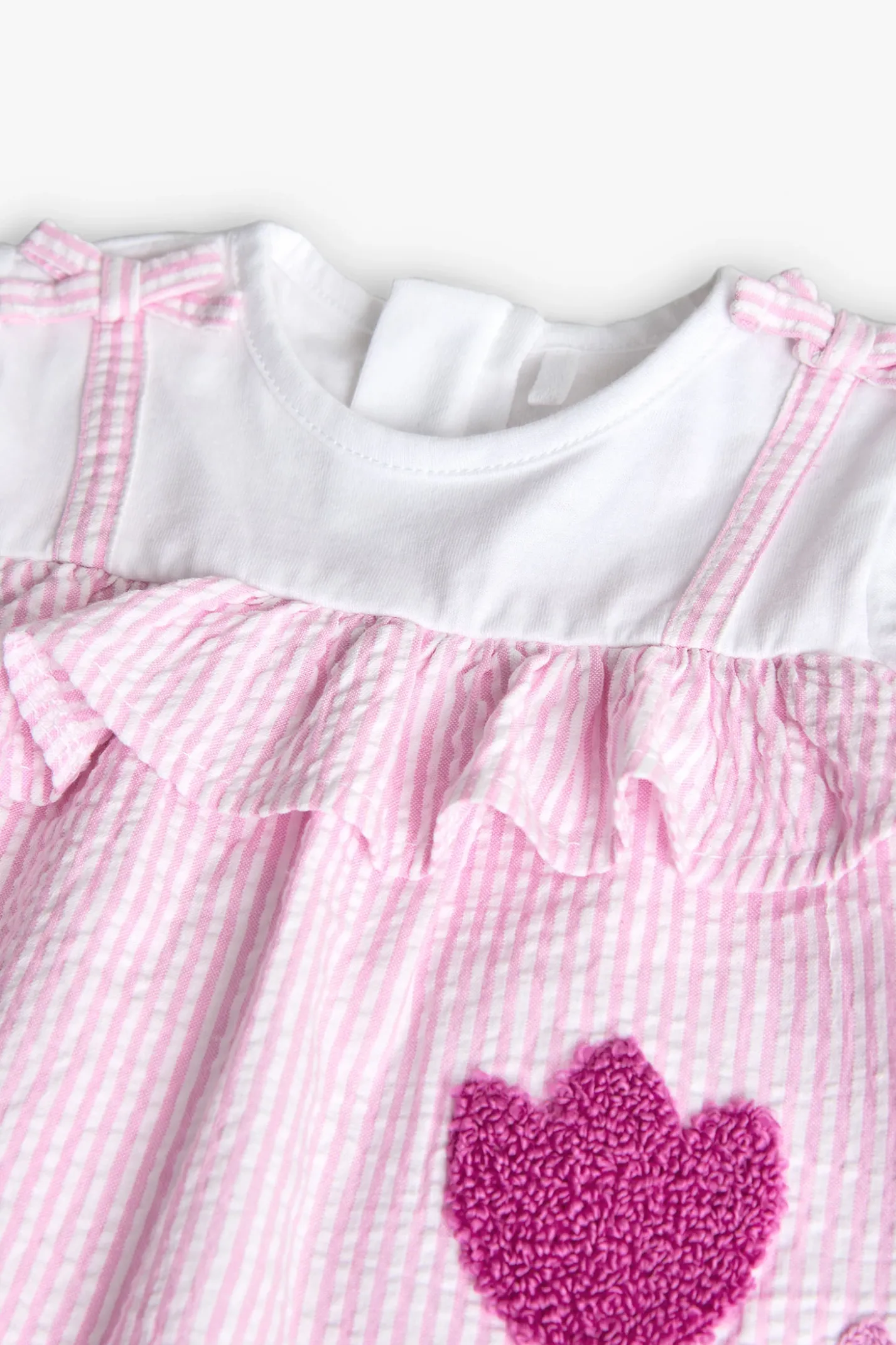 Vestito di popeline per neonata a righe rosa e bianco