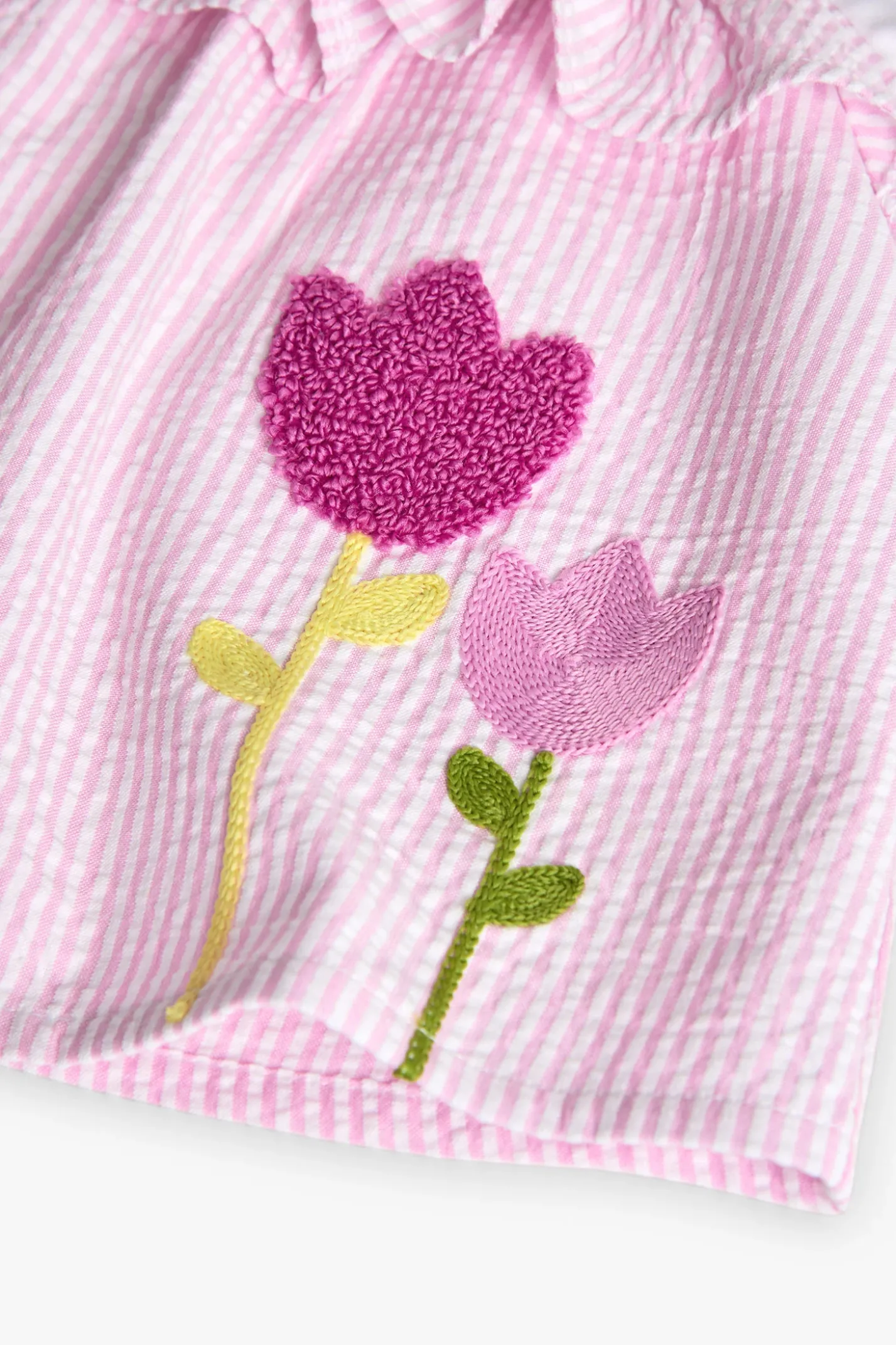 Vestito di popeline per neonata a righe rosa e bianco