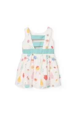 Vestito di raso per neonata con stampa floreale in colori pastello