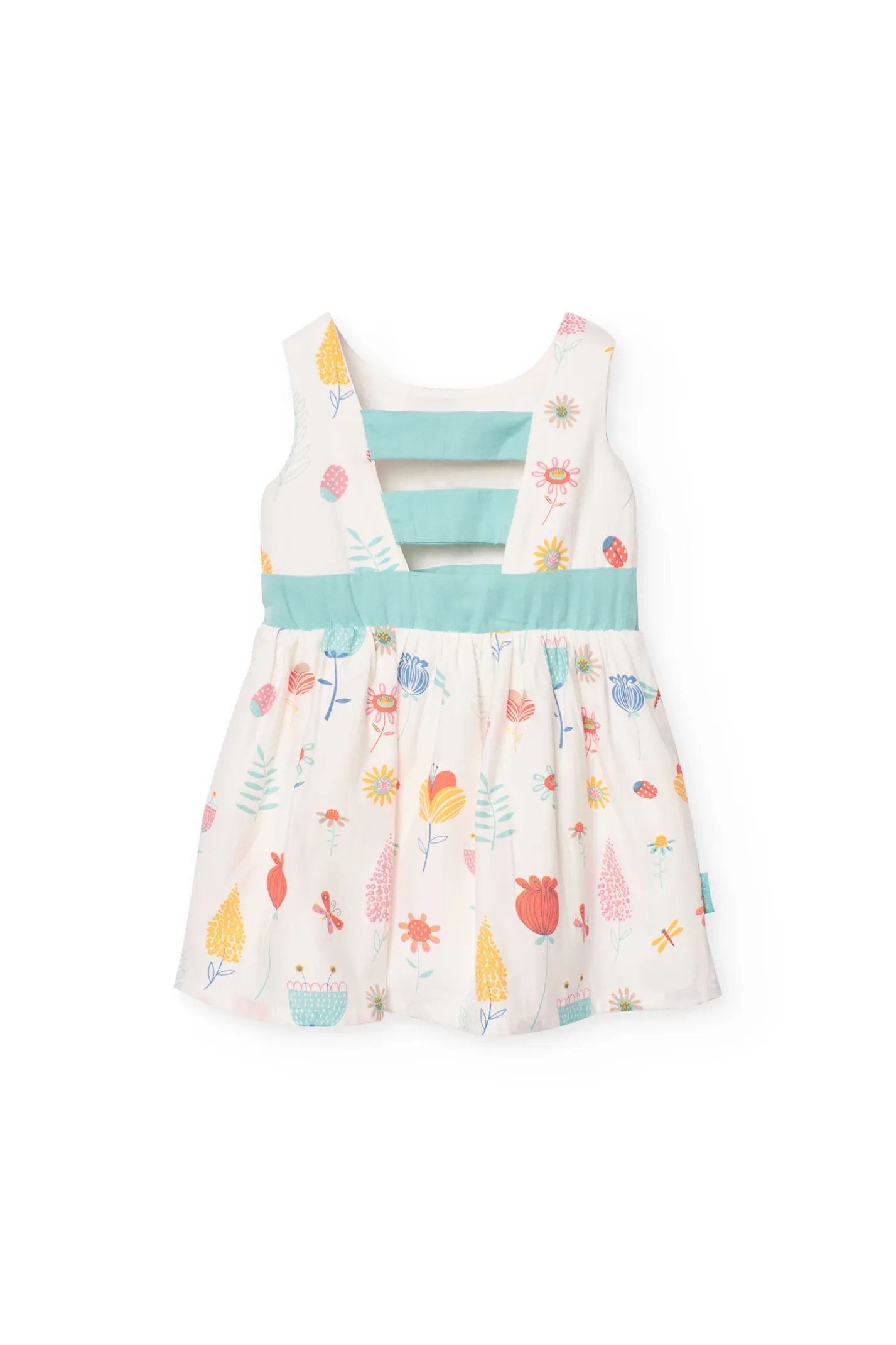 Vestito di raso per neonata con stampa floreale in colori pastello