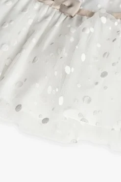 Vestito di tulle per neonata con motivo a pois di colore bianco