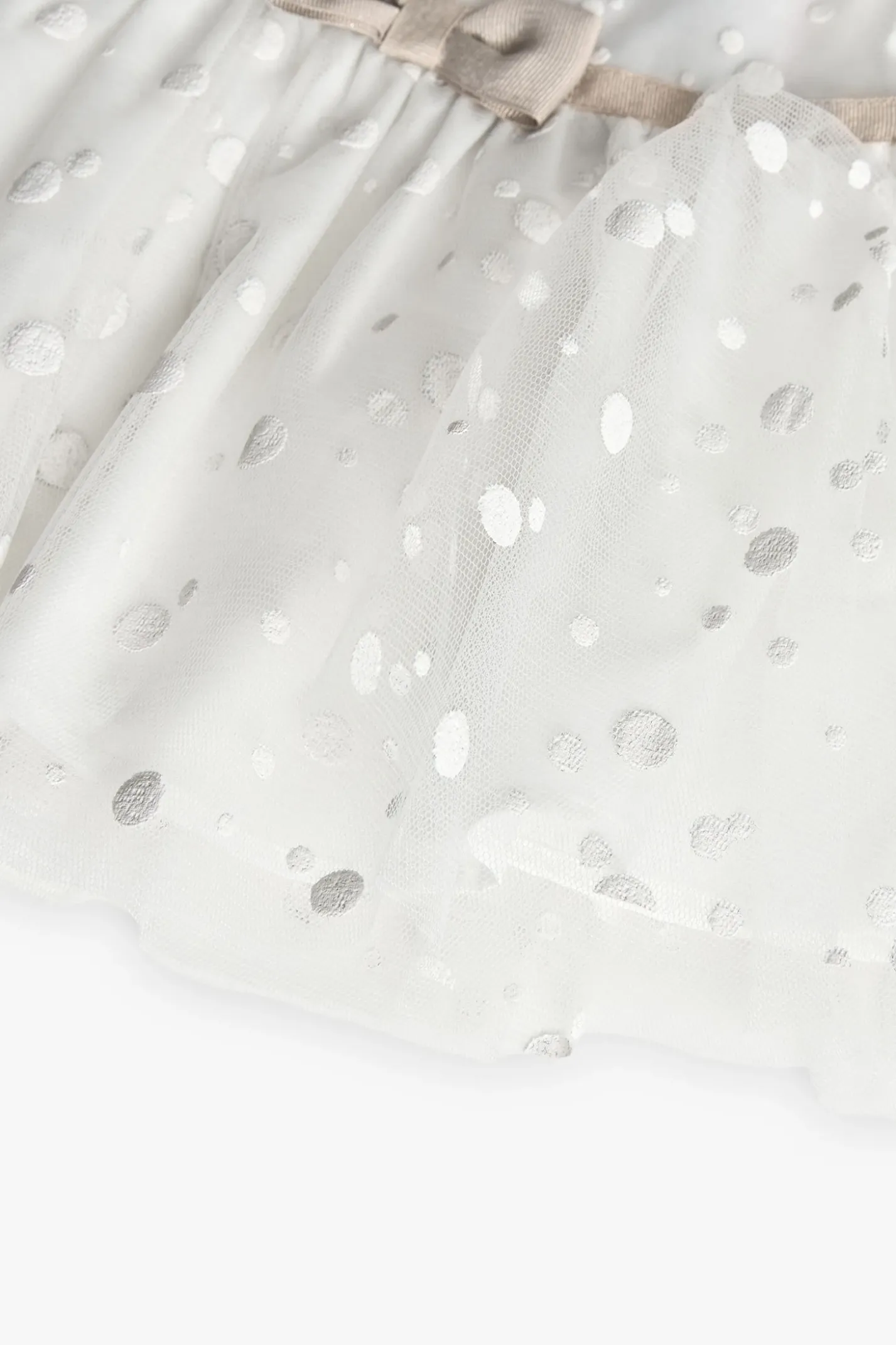 Vestito di tulle per neonata con motivo a pois di colore bianco