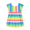 Vestito in maglia per bambina con stampa a righe multicolore