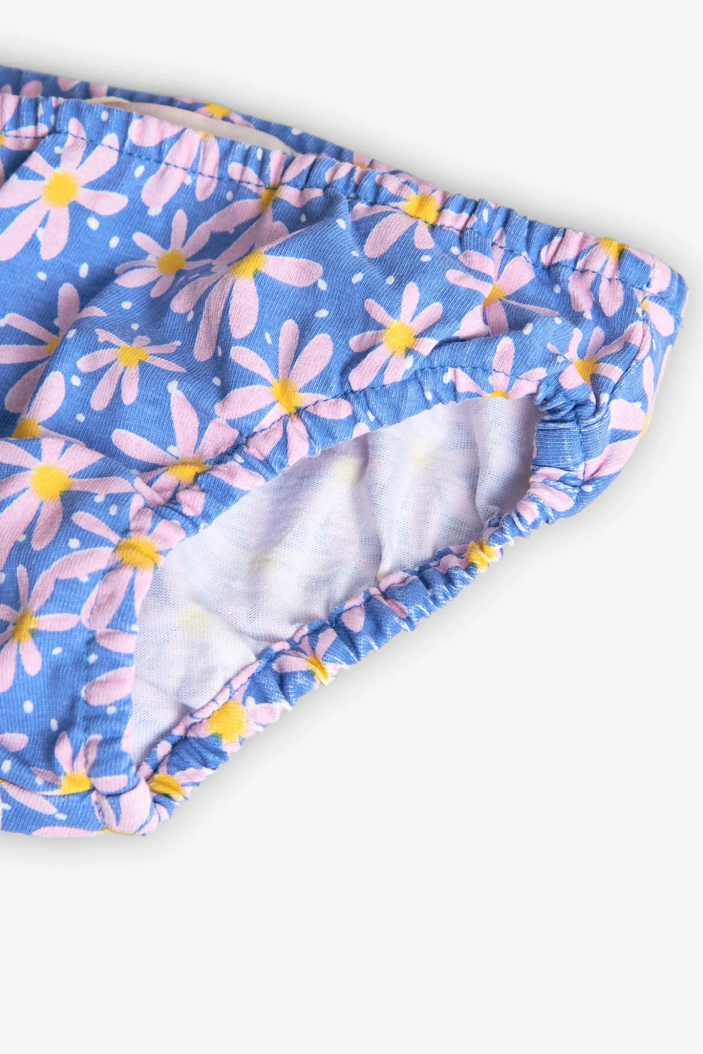 Vestito in maglia per bambina con stampa floreale nei colori blu e rosa