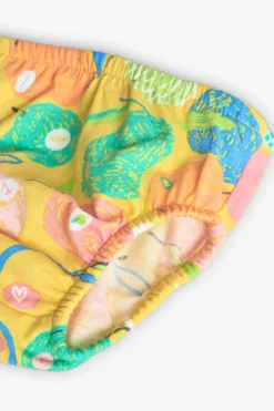 Vestito in maglia per neonata con design a frutta in colore giallo