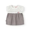 Vestito in maglia tricot per neonata di colore bianco