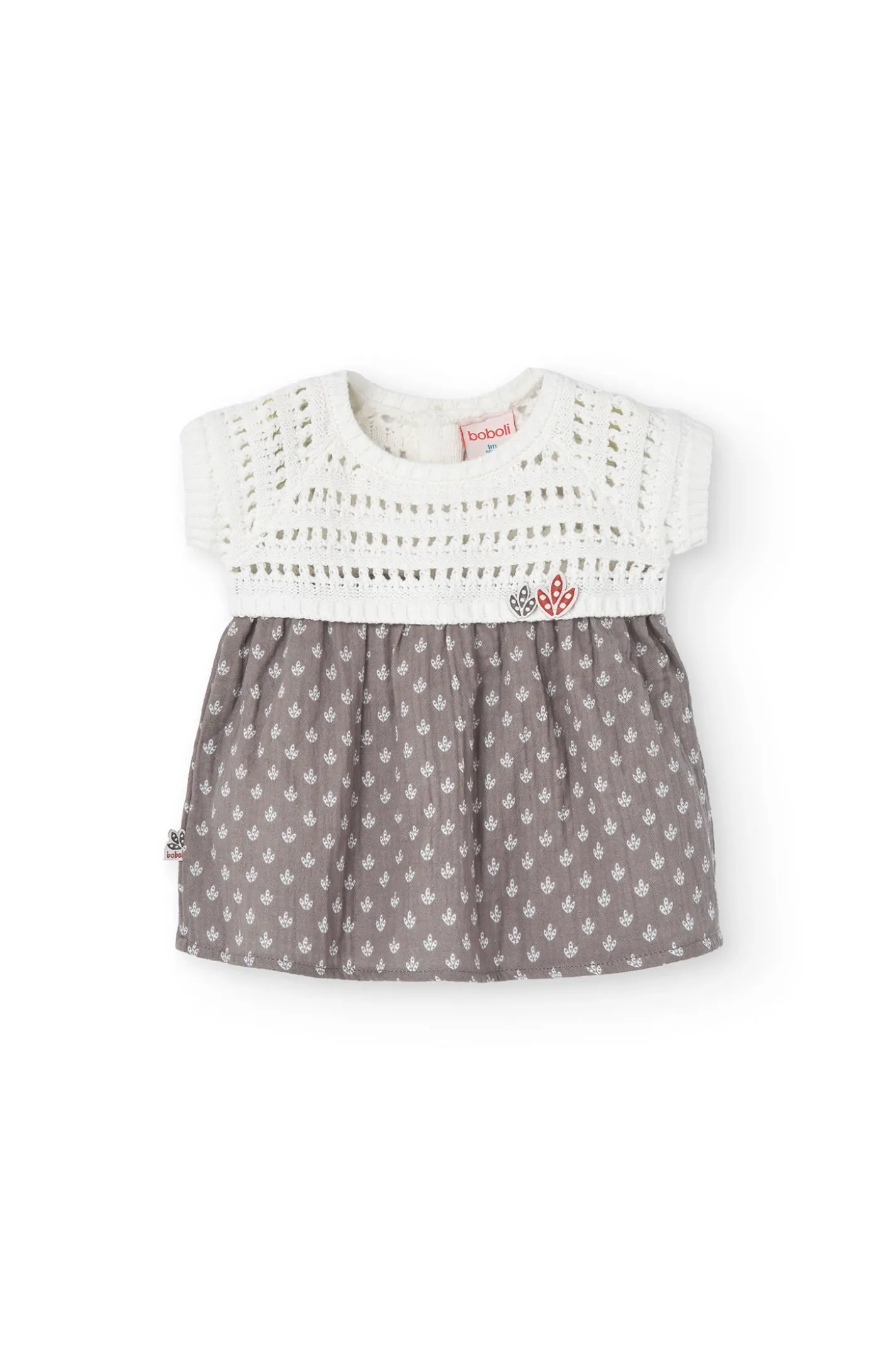 Vestito in maglia tricot per neonata di colore bianco